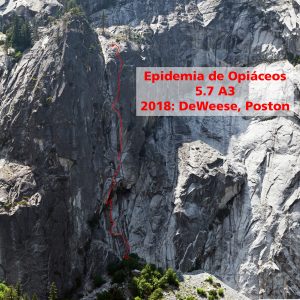 New Route: Epidemia de Opiáceos 5.7 A3- (Jericho Wall, Yosemite National Park)
