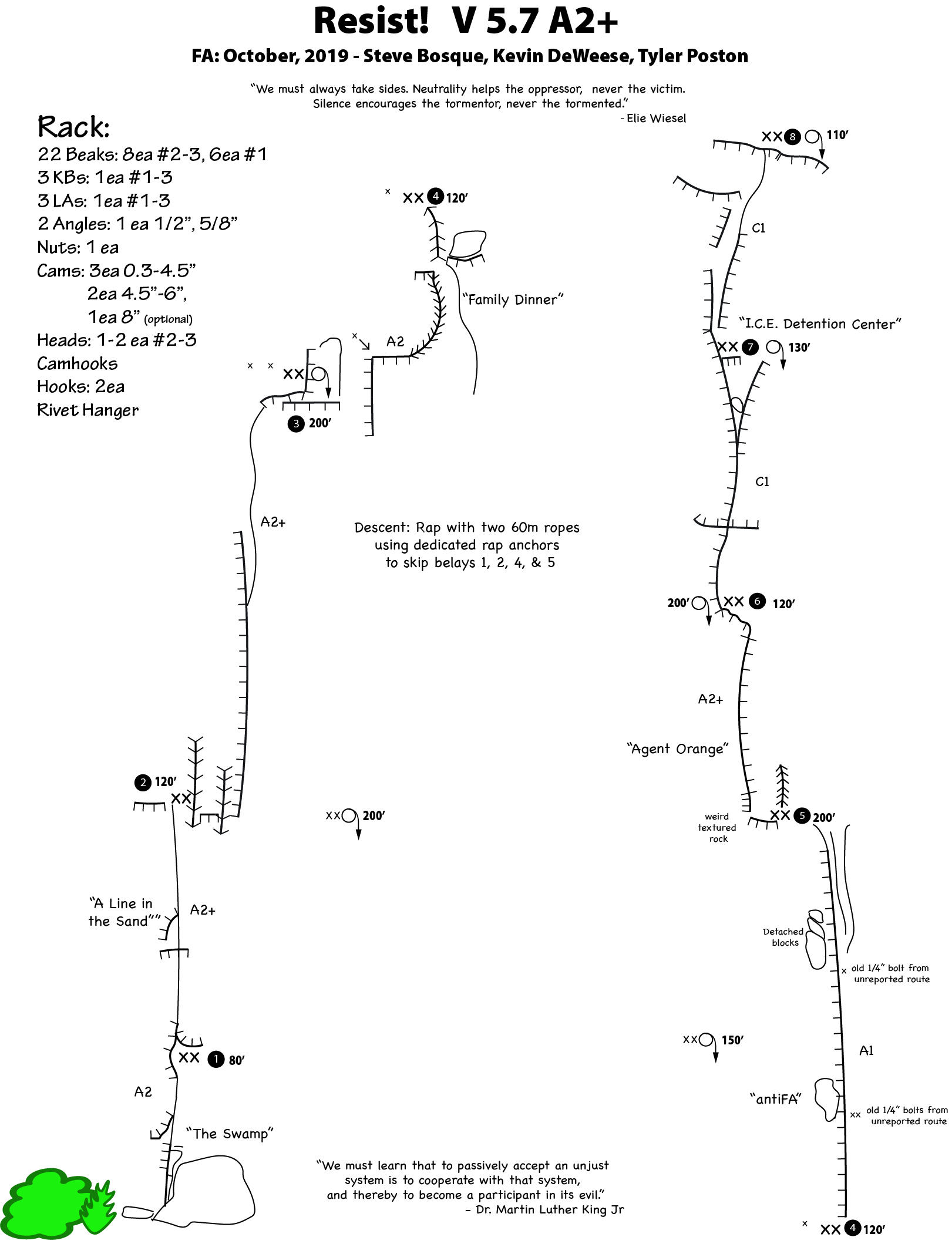 New Route: Resist! V 5.7 A2+ Ribbon Falls Amphitheater